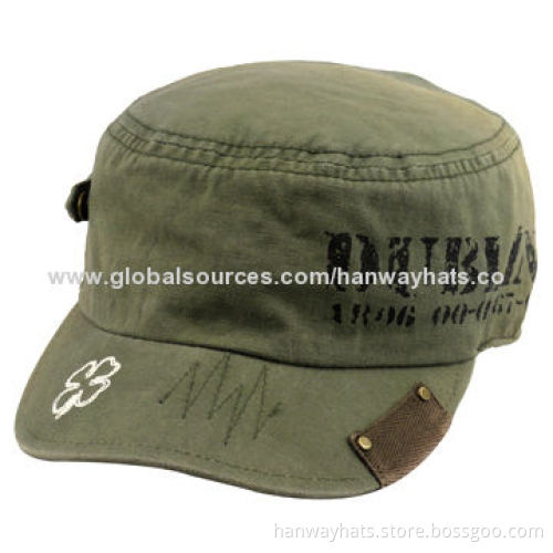 Army Green Canvas Military Hat, 56 to 59cm Head SizeNew